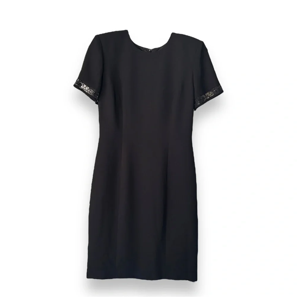 NEW Donna Morgan Little Black Dress Scoop Neck Zip Short Sleeve Womens 6